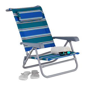 relaxdays Liegestuhl mit Armlehnen blau, 1 St. von RELAXDAYS