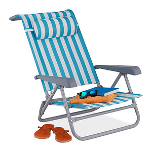 relaxdays Liegestuhl mit Armlehnen blau, 1 St. relaxdays Liegestuhl mit Armlehnen blau, 1 St. von RELAXDAYS