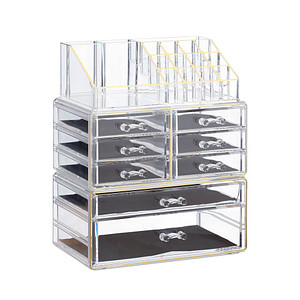 relaxdays Make-Up-Organizer transparent/gold von RELAXDAYS