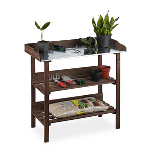 relaxdays Pflanztisch dunkelbraun 92,0 x 41,0 x 86,0 cm von RELAXDAYS