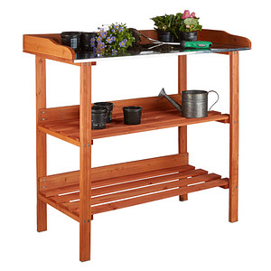 relaxdays Pflanztisch orange 92,0 x 41,0 x 86,0 cm von RELAXDAYS