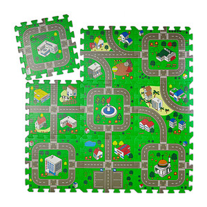 relaxdays Puzzlematte Straße grün/bunt 90,0 x 90,0 cm von RELAXDAYS