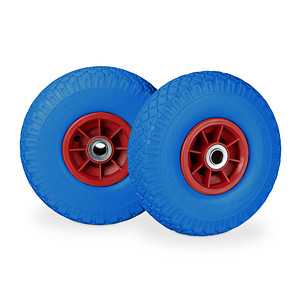 relaxdays Sackkarrenräder luftbereift blau, rot Vollgummi Felgen, Achse 2,0 cm von RELAXDAYS