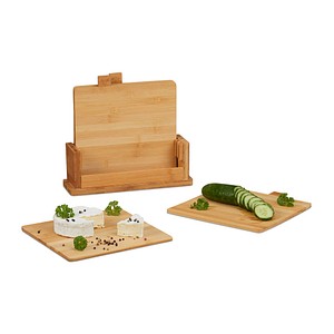 relaxdays Schneidebretter-Set Natur 25,0 x 23,0 cm 4-tlg. von RELAXDAYS