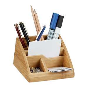 relaxdays Schreibtisch-Organizer braun Bambus 5 Fächer 12,7 x 15,5 x 8,7 cm von RELAXDAYS