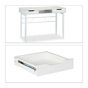 relaxdays Schreibtisch weiß rechteckig, 4-Fuß-Gestell weiß 110,0 x 55,0 cm von RELAXDAYS