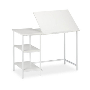 relaxdays Schreibtisch weiß rechteckig, 4-Fuß-Gestell weiß 110,0 x 55,0 cm von RELAXDAYS