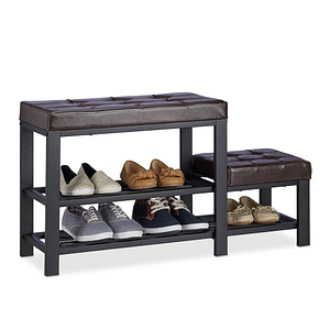 relaxdays Schuhbank 10023312_93 schwarz, braun Metall 90,5 cm von RELAXDAYS