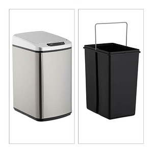 relaxdays Sensor Mülleimer 12,0 l silber von RELAXDAYS
