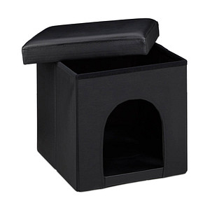relaxdays Sitzhocker mit Hundebox schwarz 38,0 x 38,0 x 38,0 cm von RELAXDAYS