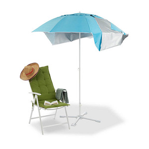 relaxdays Sonnenschirm Strandmuschel rund, blau Ø 180,0 cm von RELAXDAYS