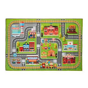relaxdays Spielteppich Kleinstadt grün/bunt 100,0 x 150,0 cm von RELAXDAYS