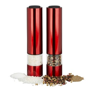 relaxdays elektrisches Salz- & Pfeffermühlen-Set rot 22,0 cm 2-tlg. von RELAXDAYS
