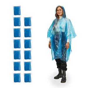 relaxdays unisex Einweg-Regenponcho blau Einheitsgröße 13 St. von RELAXDAYS