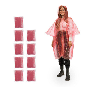 relaxdays unisex Einweg-Regenponcho rot Einheitsgröße 10 St. von RELAXDAYS