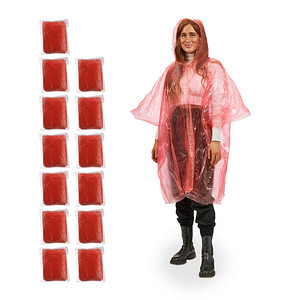 relaxdays unisex Einweg-Regenponcho rot Einheitsgröße 13 St. von RELAXDAYS