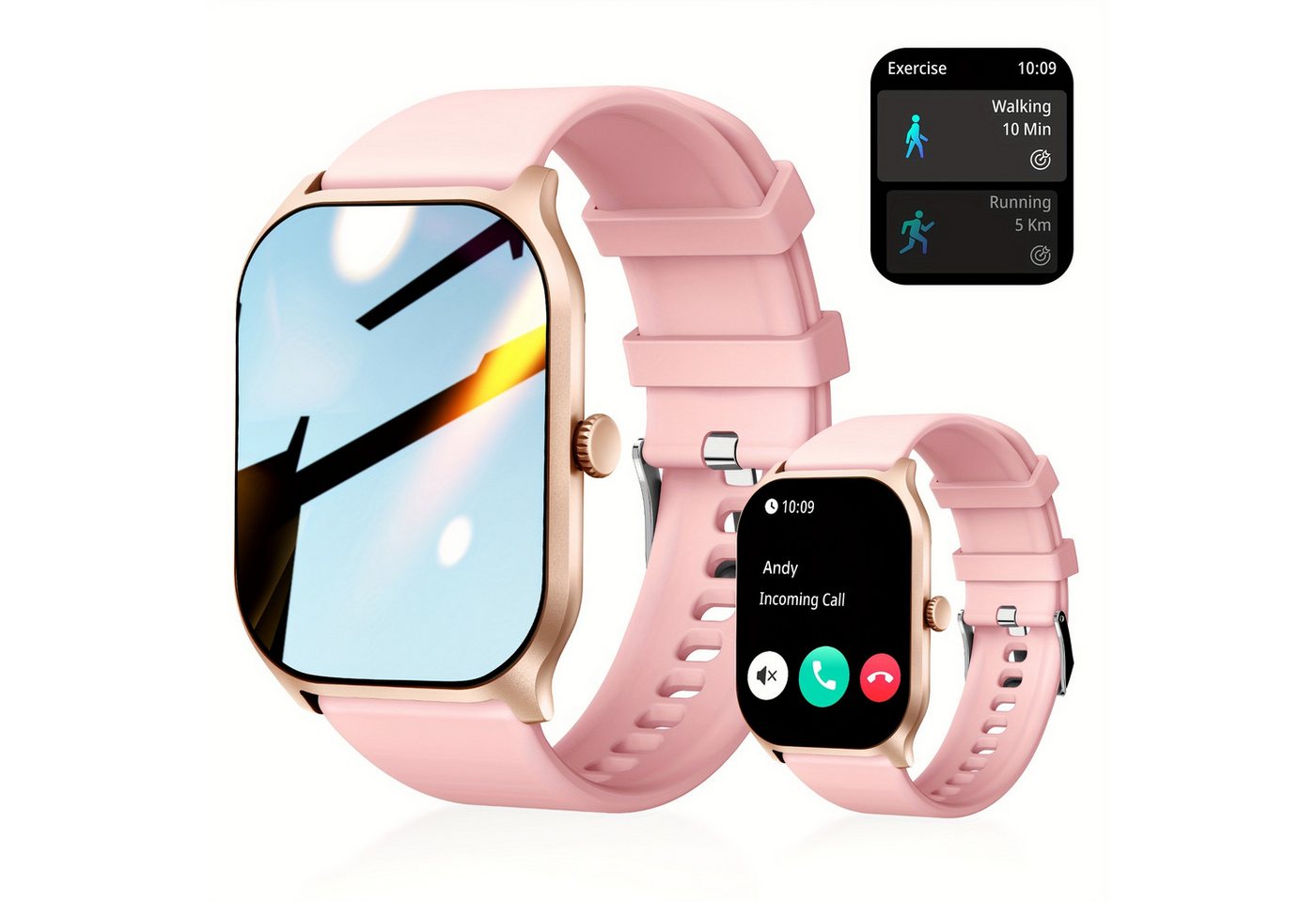 RELEXFIT für Männer/Frauen, mit Aktivitätsdaten, wasserdicht, wiederaufladbares Smartwatch (2.01 cm, Andriod iOS), mit Anruf/Antwort über 100 Sportmodi, Nachrichtenbenachrichtigungen von RELEXFIT