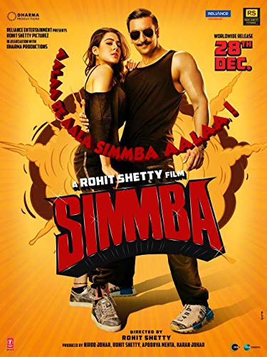 SIMMBA Film ~ DVD ~ Bollywood ~ Ranvir Singh, Sara Ali Khan & Ajay Devgan ~ Hindi mit englischem Untertitel ~ India ~ 2019 ~ verkauf nur über Bollywood 24/7 von RELIANCE