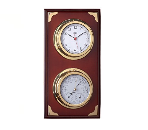 RELOJESDECO Nautische Wetterstation, Wetterstation mit Uhr und Thermometer, Hygrometer, Barometer, 39 cm von RELOJESDECO
