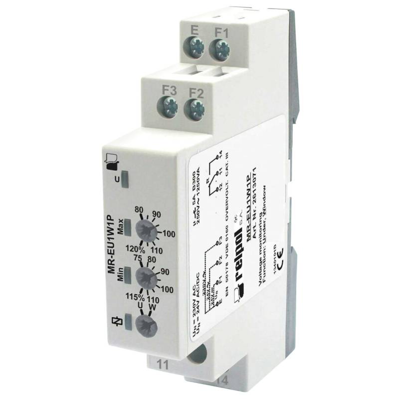 RELPOL MR-EU1W1P - Überwachungsrelais 1 Wechsler 1 Phase 24V DC 230V AC DC von RELPOL