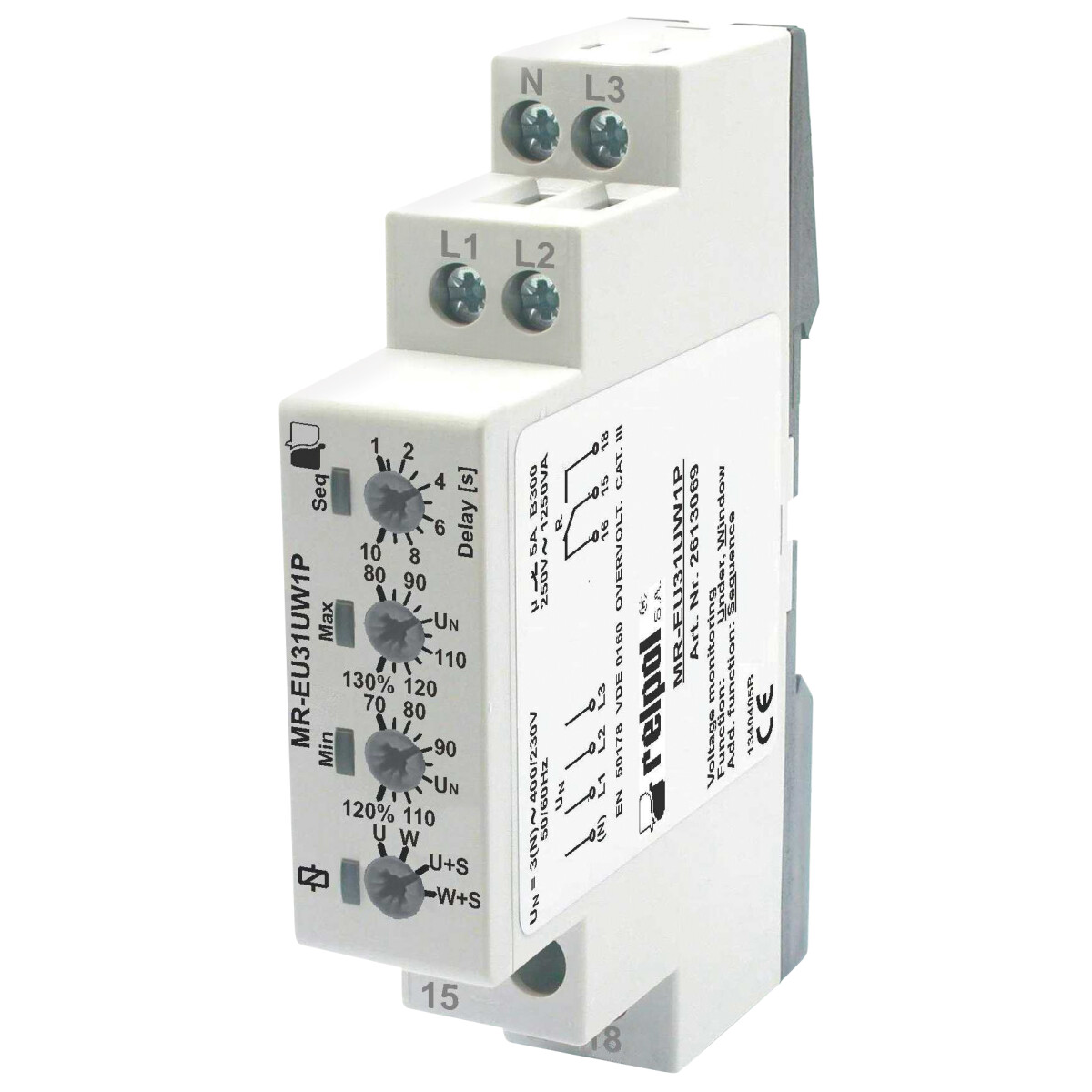 RELPOL MR-EU31UW1P - Überwachungsrelais 1 und 3 Phasen 1 Wechsler 250V AC RELPOL MR-EU31UW1P - Überwachungsrelais 1 und 3 Phasen 1 Wechsler 250V AC von RELPOL