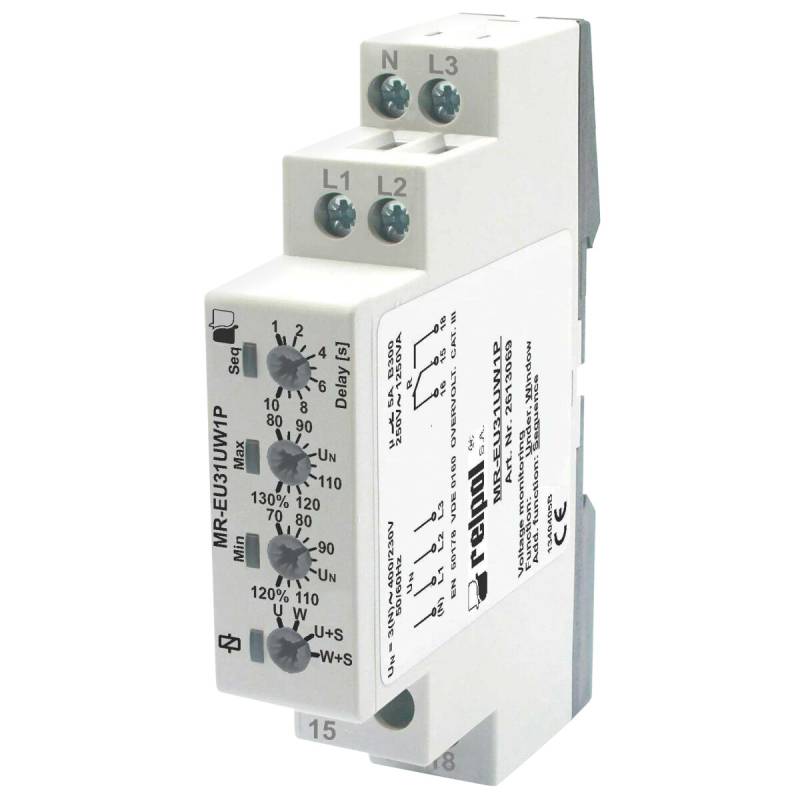 RELPOL MR-EU31UW1P - Überwachungsrelais 1 und 3 Phasen 1 Wechsler 250V AC von RELPOL