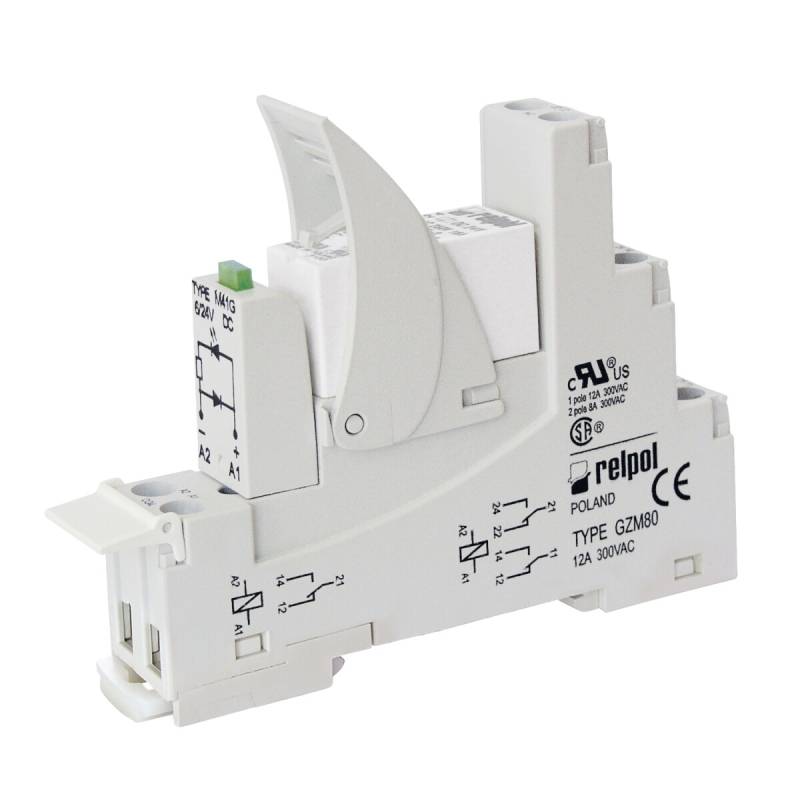 RELPOL PI84-024DC-M41G-MS-3012 Koppelrelais 24V DC 2 Wechsler 8A von RELPOL