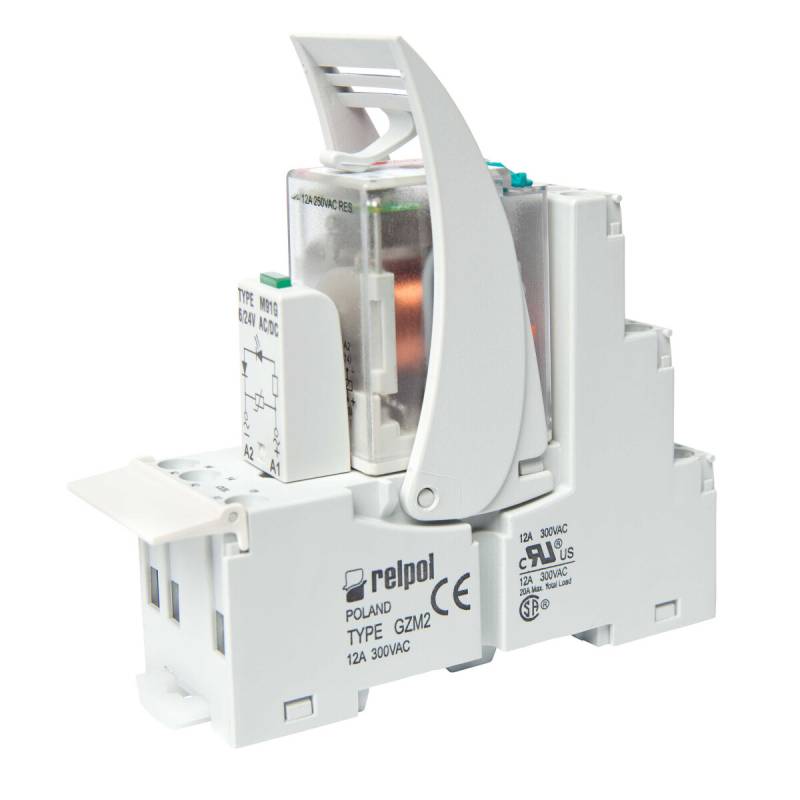 RELPOL PIR2-012DC-00LD Koppelrelais 12V DC 2 Wechsler 12A von RELPOL