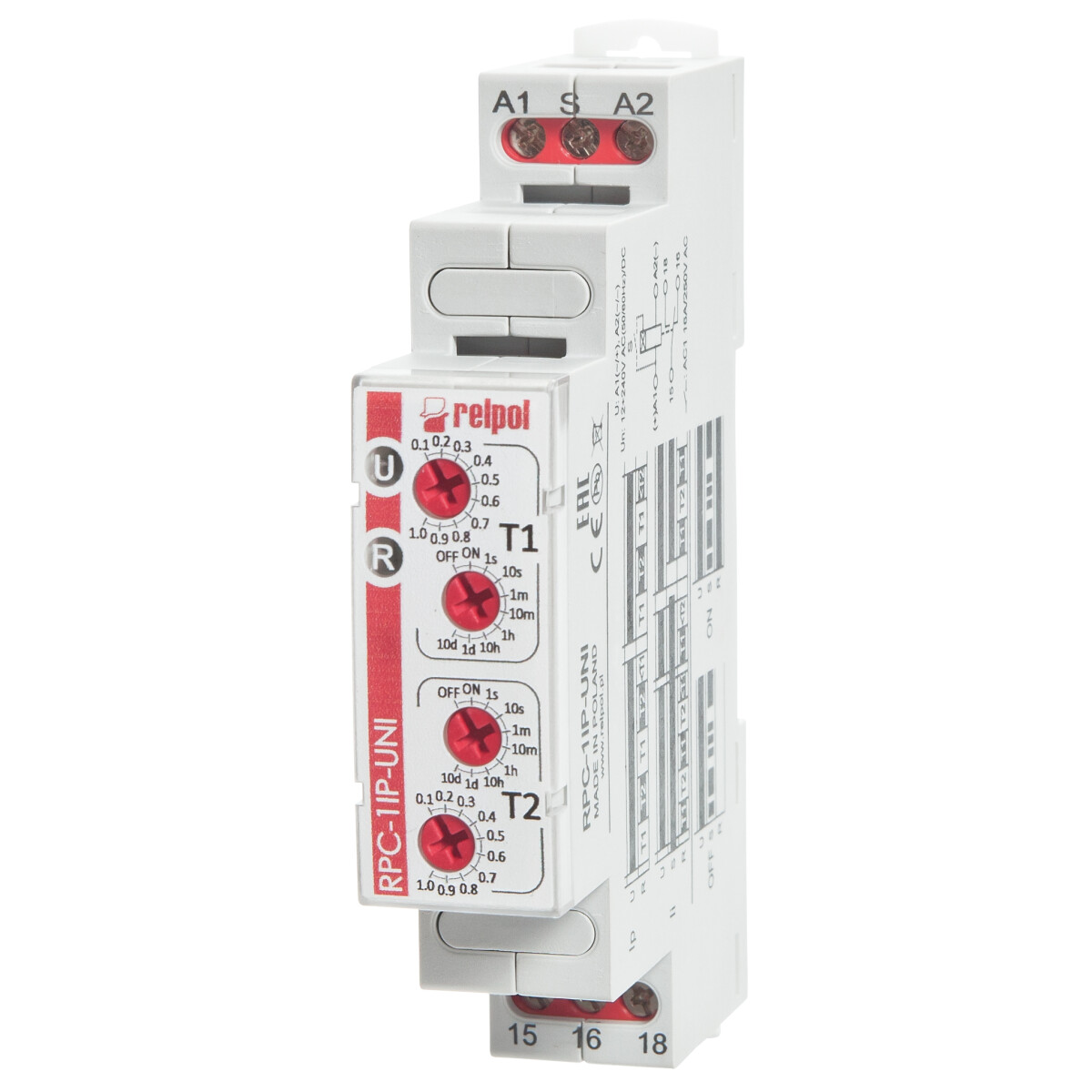 RELPOL RPC-1IP-UNI Zeitrelais doppelter Zeitgeber Zyklischer Betrieb 2Intervalle 1Wechsler 12V bis 240V AC/DC 16A RELPOL RPC-1IP-UNI Zeitrelais doppelter Zeitgeber Zyklischer Betrieb 2Intervalle 1Wechsler 12V bis 240V AC/DC 16A von RELPOL
