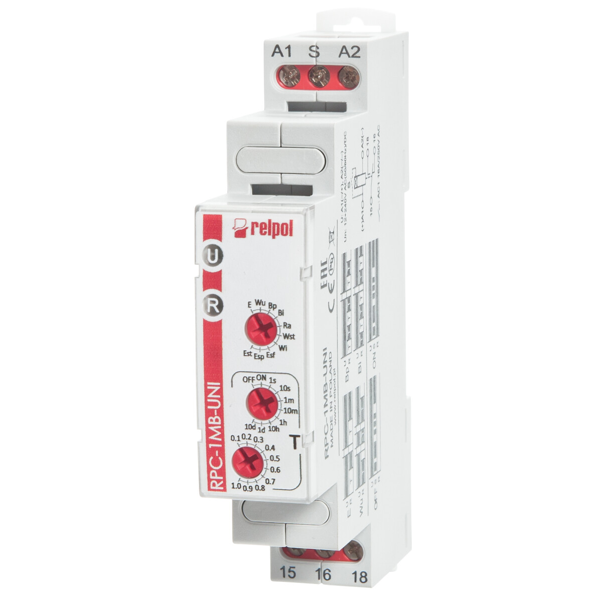 RELPOL RPC-1MB-UNI - Zeitrelais 1 Kontakt, 1 Wechsler 10 Zeitfunktionen 16A 12V bis 240V AC/DC RELPOL RPC-1MB-UNI - Zeitrelais 1 Kontakt, 1 Wechsler 10 Zeitfunktionen 16A 12V bis 240V AC/DC von RELPOL
