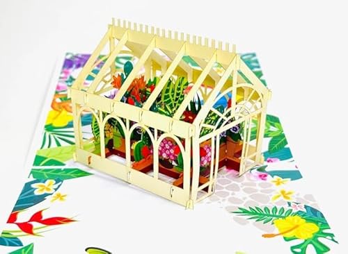 3D Pop Up Gewächshauskarte mit Blumen und Schmetterlingen Jubiläum und Geburtstag Geschenkkarte von REMOtech