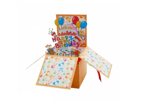 3D Pop-Up-Karte - Geschenkbox mit Luftballons und Kuchen, Geburtstagskarte 3D Pop-Up-Karte - Geschenkbox mit Luftballons und Kuchen, Geburtstagskarte von REMOtech