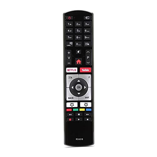 REMOtech Replacement Remote RC4318 / RC4318P 30100823 für Finlux Telefunken Edenwood Vestel 4K Ultra HD Fernseher mit Netflix YouTube Tasten von REMOtech