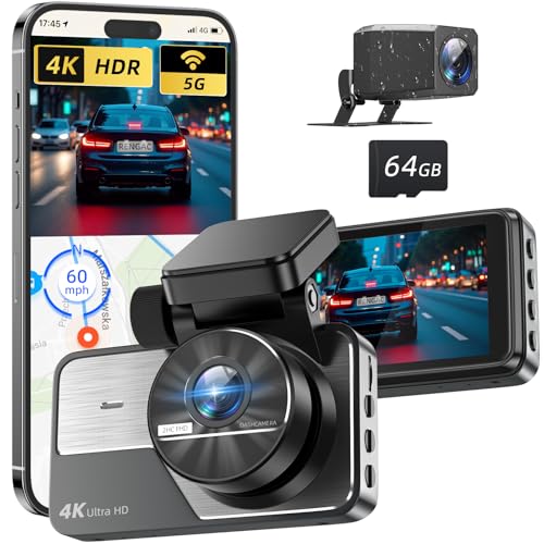 RENGAC Dashcam vorne und hinten: 4 K + 2 K Full HD Dual Dashcam für Autos, integrierte 5G WiFi mit 64 GB Caad, GPS, Auto-Kamera mit 3 Zoll IPS-Bildschirm, UHD 2160P Nachtsicht, App-Steuerung, HDR, 24 RENGAC Dashcam vorne und hinten: 4 K + 2 K Full HD Dual Dashcam für Autos, integrierte 5G WiFi mit 64 GB Caad, GPS, Auto-Kamera mit 3 Zoll IPS-Bildschirm, UHD 2160P Nachtsicht, App-Steuerung, HDR, 24 von RENGAC