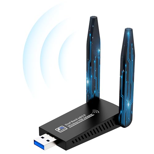 USB WLAN Stick für PC, RENGOGA 1300Mbps USB 3.0 WLAN Adapter 2.4GHz/5GHz Dual Band Internet Stick mit 5dBi Antenna für PC/Desktop/Laptop, WiFi Dongle Kompatibel mit Windows 11/10/8/7/Vista/XP, Mac OS von RENGOGA