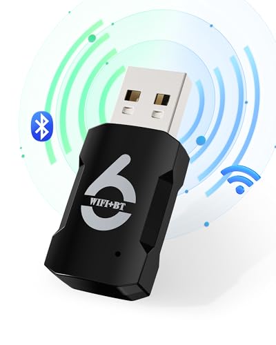 WLAN Stick für PC Bluetooth Adapter, RENGOGA AX900Mbps USB WLAN Adapter 5,8Ghz/2,4Ghz WiFi 6 Bluetooth Dongle, Free Drive 5.3 Bluetooth Stick für PC, USB WiFi Stick für PC/Desktop/Laptop Win 10/11 von RENGOGA