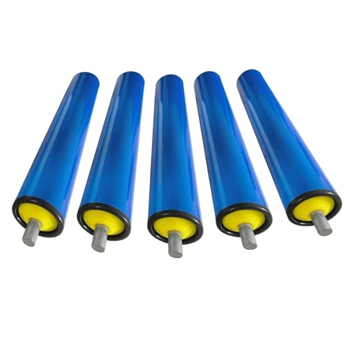 Förderband Tragrollen 5er Set Förderbandrollen Aus Kunststoff, Industrielle Kraftlose Rollen 4 6 8 10 12 14 16 18 22 24 28 31 35 39 Zoll Länge, Zuführtisch-Ersatzrollen, Blau(Dia 63mm(2 1/2"),L 200mm/ von RENLXFI