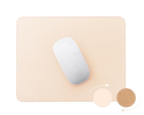 RENMTURE Doppelseitiges Mauspad, Naturkork und Kunstleder, rechteckig, für Büro und Heimarbeit, 20,3 x 27,9 cm, kleines Mauspad, rutschfest, wasserdicht, leicht zu reinigen, Aprikose RENMTURE Doppelseitiges Mauspad, Naturkork und Kunstleder, rechteckig, für Büro und Heimarbeit, 20,3 x 27,9 cm, kleines Mauspad, rutschfest, wasserdicht, leicht zu reinigen, Aprikose von RENMTURE