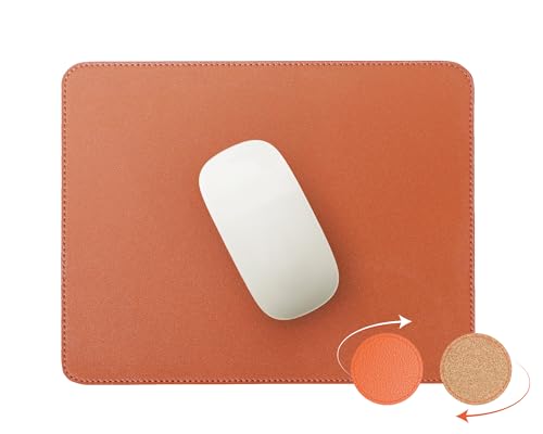 RENMTURE Doppelseitiges Mauspad, Naturkork und PU-Leder, rechteckig, Mauspad für Büro und Zuhause, 20,3 x 27,9 cm, rutschfest, wasserdicht, leicht zu reinigen, Orange RENMTURE Doppelseitiges Mauspad, Naturkork und PU-Leder, rechteckig, Mauspad für Büro und Zuhause, 20,3 x 27,9 cm, rutschfest, wasserdicht, leicht zu reinigen, Orange von RENMTURE