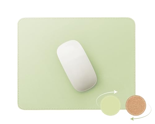 RENMTURE Doppelseitiges Mauspad, Naturkork und PU-Leder, rechteckig, Mauspad für Büro und Zuhause, 20,3 x 27,9 cm, rutschfest, wasserdicht, leicht zu reinigen (Hellgrün) von RENMTURE