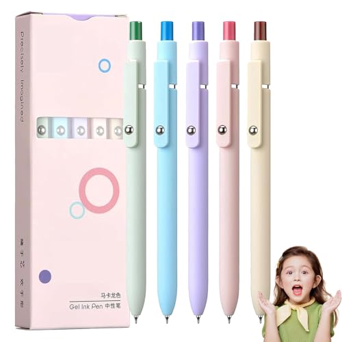RENQIDD Emboadlie 5er Gelschreiber, 0,7 mm mittlere Spitze, schwarze Tintenroller, schnelltrocknende Stifte für flüssiges Schreiben, hübsches Büro- und Schulzubehör, Geschenk für Frauen (B 1 box) RENQIDD Emboadlie 5er Gelschreiber, 0,7 mm mittlere Spitze, schwarze Tintenroller, schnelltrocknende Stifte für flüssiges Schreiben, hübsches Büro- und Schulzubehör, Geschenk für Frauen (B 1 box) von RENQIDD