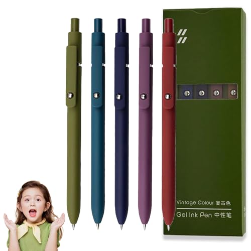 RENQIDD Emboadlie 5er Gelschreiber, 0,7 mm mittlere Spitze, schwarze Tintenroller, schnelltrocknende Stifte für flüssiges Schreiben, hübsches Büro- und Schulzubehör, Geschenk für Frauen (C 1 box) RENQIDD Emboadlie 5er Gelschreiber, 0,7 mm mittlere Spitze, schwarze Tintenroller, schnelltrocknende Stifte für flüssiges Schreiben, hübsches Büro- und Schulzubehör, Geschenk für Frauen (C 1 box) von RENQIDD
