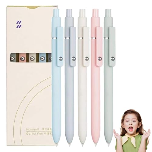 RENQIDD Emboadlie 5er Gelschreiber, 0,7 mm mittlere Spitze, schwarze Tintenroller, schnelltrocknende Stifte für flüssiges Schreiben, hübsches Büro- und Schulzubehör, Geschenk für Frauen (D 1 box) RENQIDD Emboadlie 5er Gelschreiber, 0,7 mm mittlere Spitze, schwarze Tintenroller, schnelltrocknende Stifte für flüssiges Schreiben, hübsches Büro- und Schulzubehör, Geschenk für Frauen (D 1 box) von RENQIDD