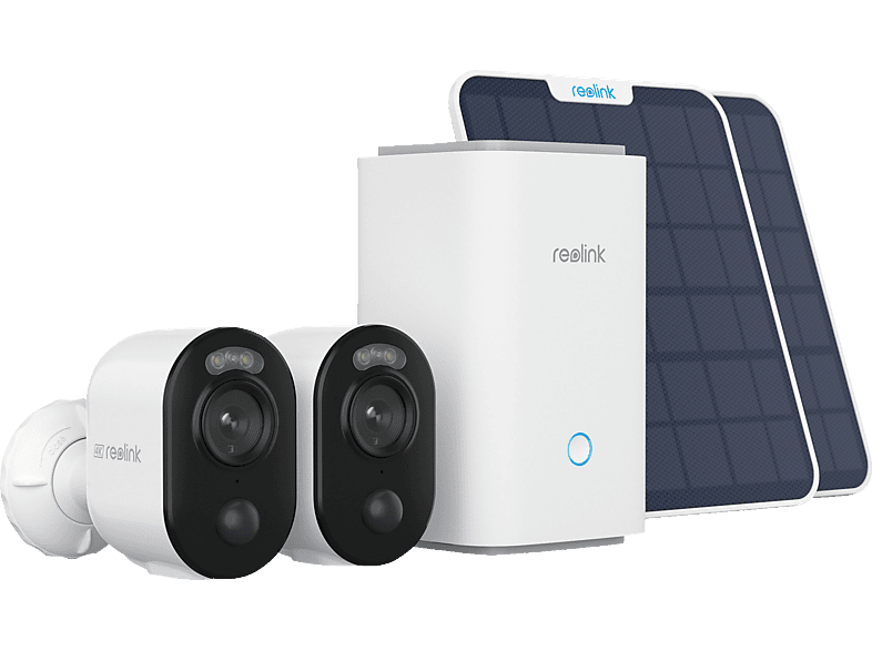 REOLINK Hub1 mit 2 Argus Series B350 + Solar Panel 4K 8MP Akku Kamerasystem WLAN Outdoor, Überwachungskamera von REOLINK