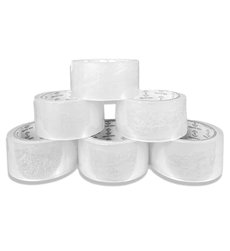 REQUISITE NEEDS Robustes, starkes Verpackungsband, ideal zum Verpacken, Versand und Umzug, 6 Rollen (transparentes Klebeband) von REQUISITE NEEDS