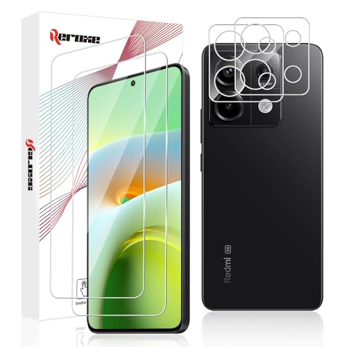 REROXE 2+2 Stück Schutzfolie für Panzerglas für Xiaomi Redmi Note 13 Pro 5G, 2.5D Runde Kante Xiaomi Redmi Note 13 Pro Schutzglas, HD-Klar Frei von Kratzern Redmi Note 13 Pro Panzer Schutz Glas von REROXE