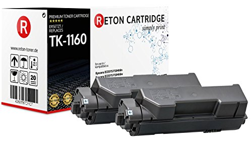 2 Reton Toner | 50% höhere Druckleistung | kompatibel mit Kyocera TK-1160 für Kyocera ECOSYS P2040dn, Kyocera ECOSYS P2040dw | je 10.800 Seiten von RETON CARTRIDGE
