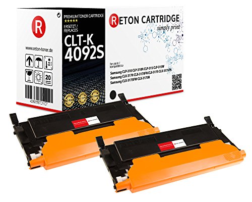 2 Original Reton Toner kompatibel nach (ISO-Norm 19798) ersetzt CLT-K4092S für Samsung CLP-310N CLP-315 CLP-315W Samsung CLX-3170 CLX-3170FN CLX-3175 CLX-3175FN CLX-3175FW CLX-3175N von RETON CARTRIDGE
