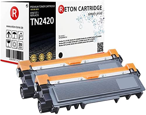 2 Reton Toner | 100% höhere Reichweite | kompatibel zu Brother TN-2420 für Brother DCP-L2510D L2530DW L2550DN HL-L2310D L2350DW L2370DN L2375DW MFC L2710DW L2730DW L2750DW von RETON CARTRIDGE