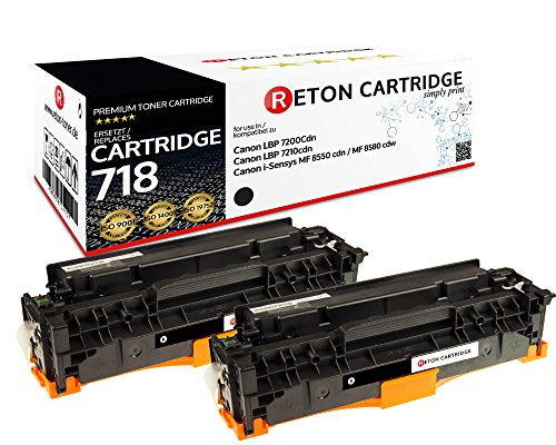 2 Reton Toner kompatibel mit 718K (Doppelpack) für Canon LBP-7200CDN LBP-7210CDN i-Sensys MF 8550 CDN MF 8580 CDW von RETON CARTRIDGE